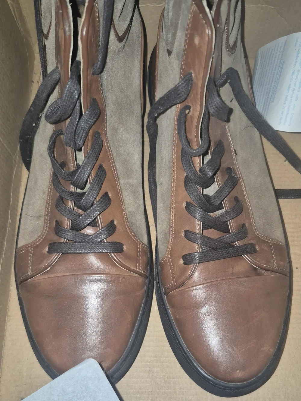 Kenneth Cole Brown Leather & Taupe Suede Chukka Boots